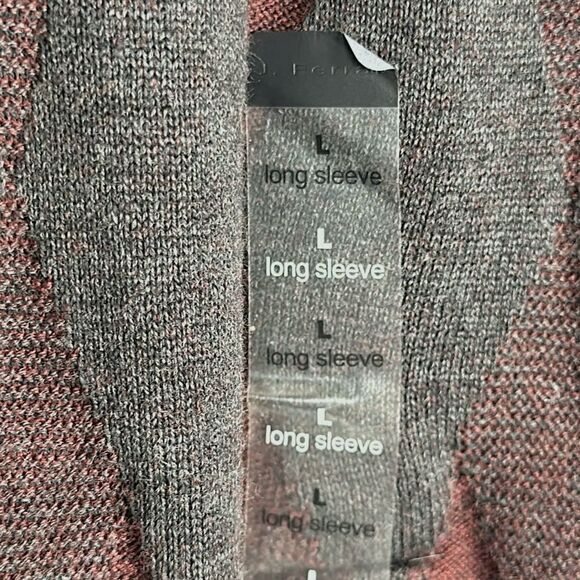 NWT J. Ferrar V-neck Sweater Gray Burgundy Argyle Pullover Cotton Cashmere L - Picture 10 of 12